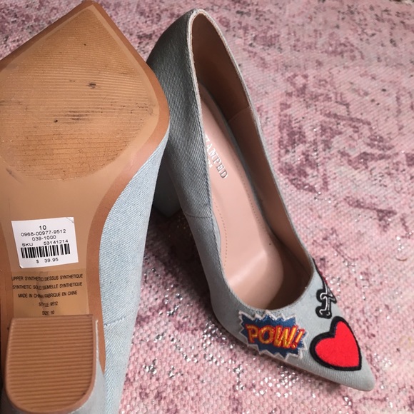 Denim pointed toe block heel fun designs - Picture 5 of 7